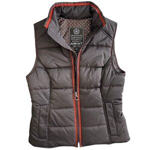 Ariat Women’s Insulated Puffer Vest Medium Brown Quilted Zip Up Western Outdoor